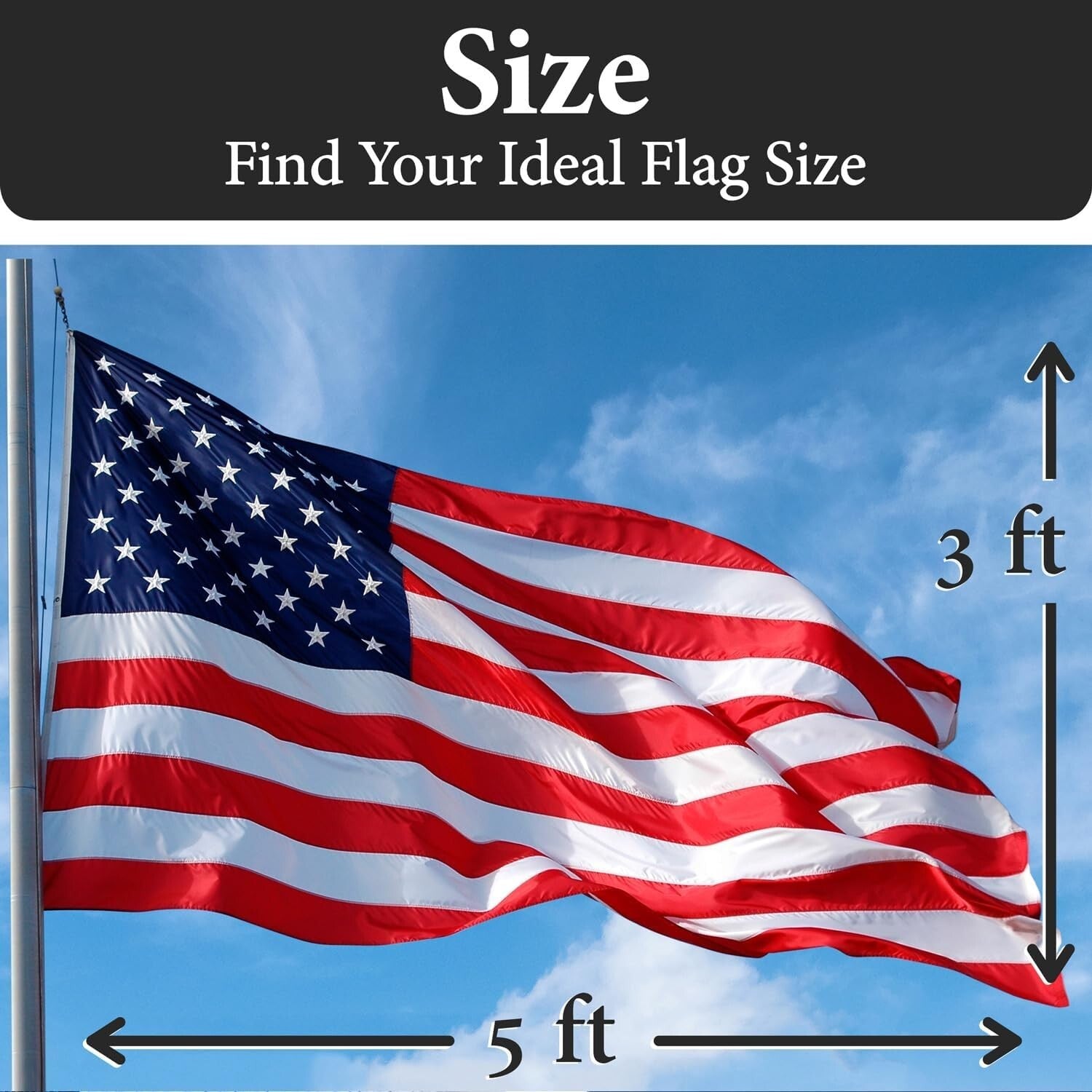 Indestructible Outdoor American Flag 3x5 ft - Sewn Stripes & Embroidered Stars