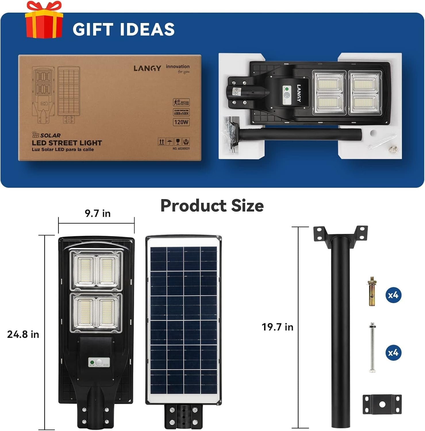 Energy Efficient Solar Street Lights Pack – 1000LM Brightness & Remote Control