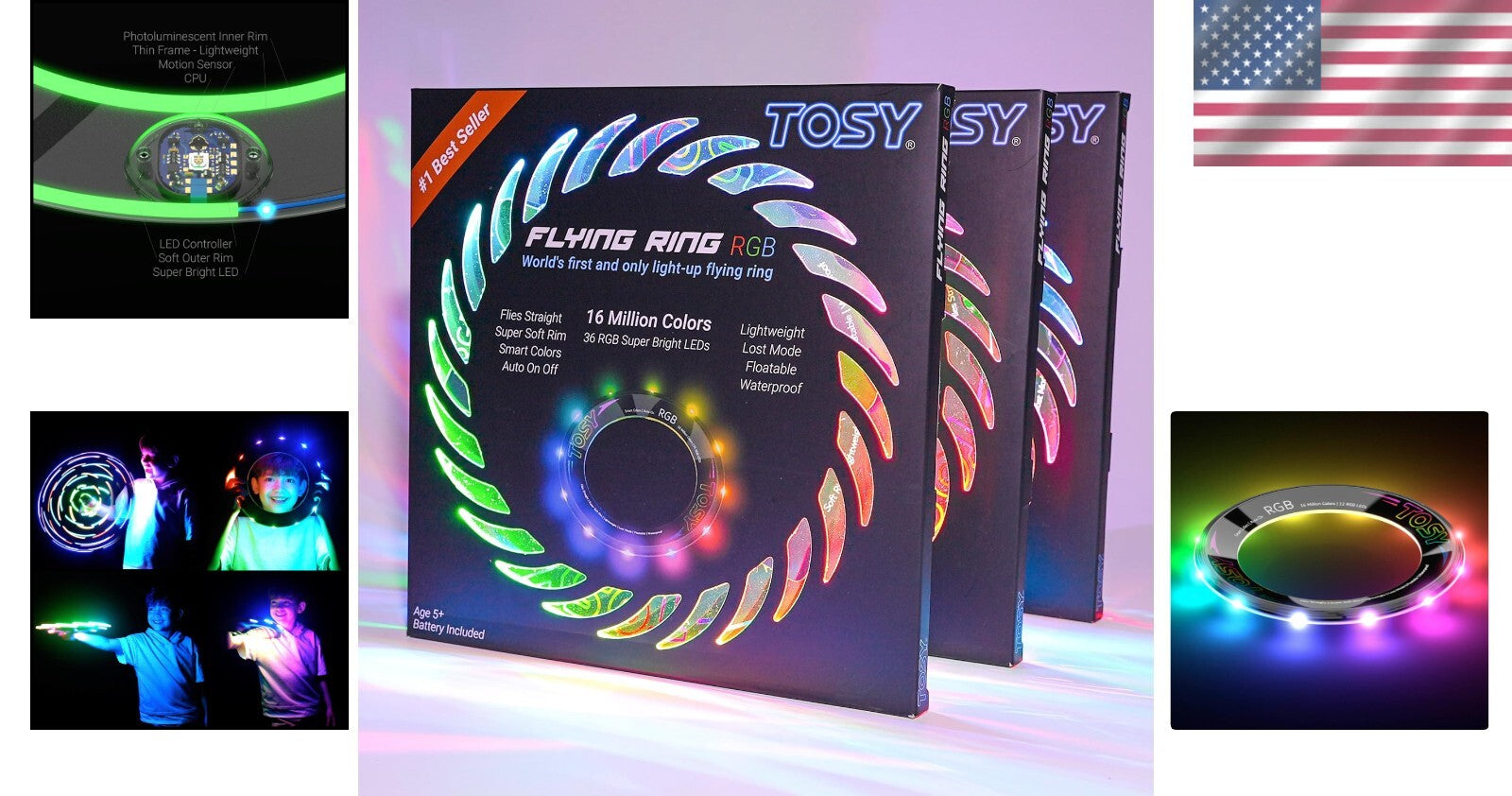 Safe Soft Rim Flying Ring - Auto Light Up with 4000 Throws, Ideal for Family Fun