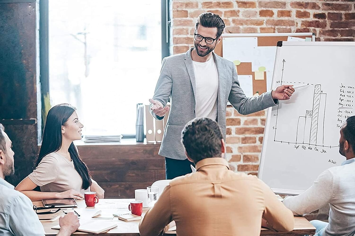 Flexibly Mounted Aluminum Whiteboard - Smooth Writing for Classroom & Office