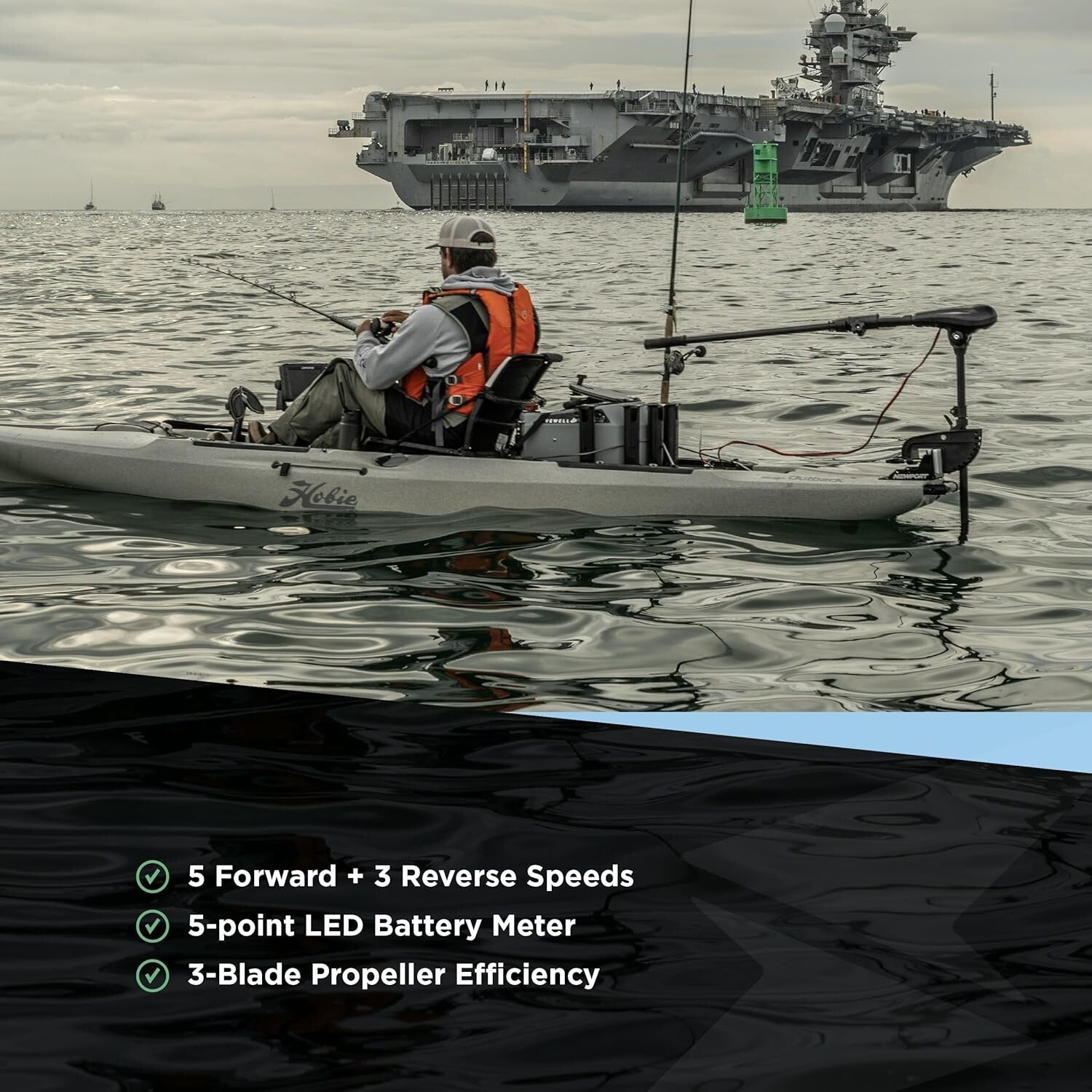 Lightweight 55lb Thrust Electric Trolling Motor - Durable Aluminum & Easy Mount