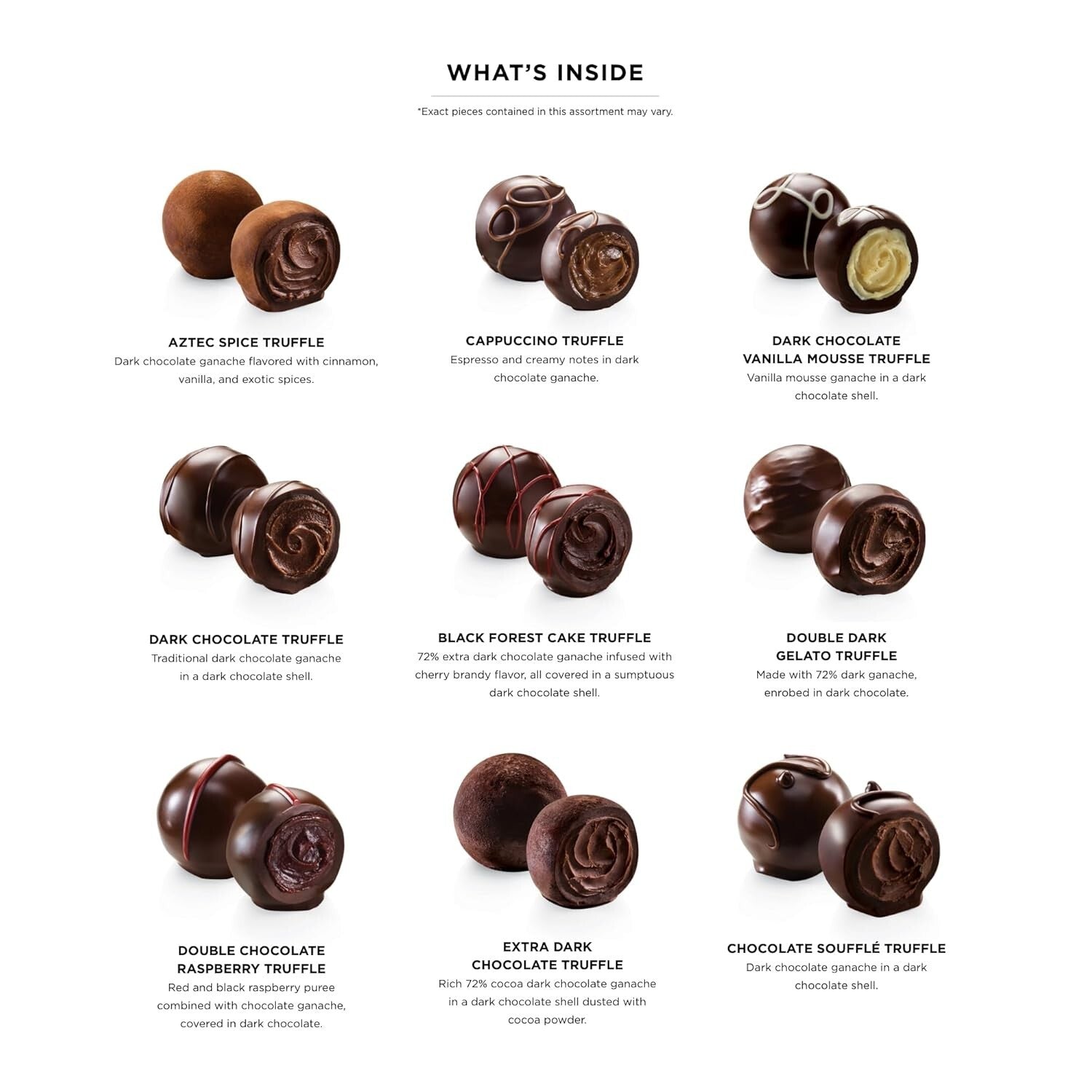 Exquisite Belgian Dark Chocolate Truffles Gift Box - 12 Assorted Delights