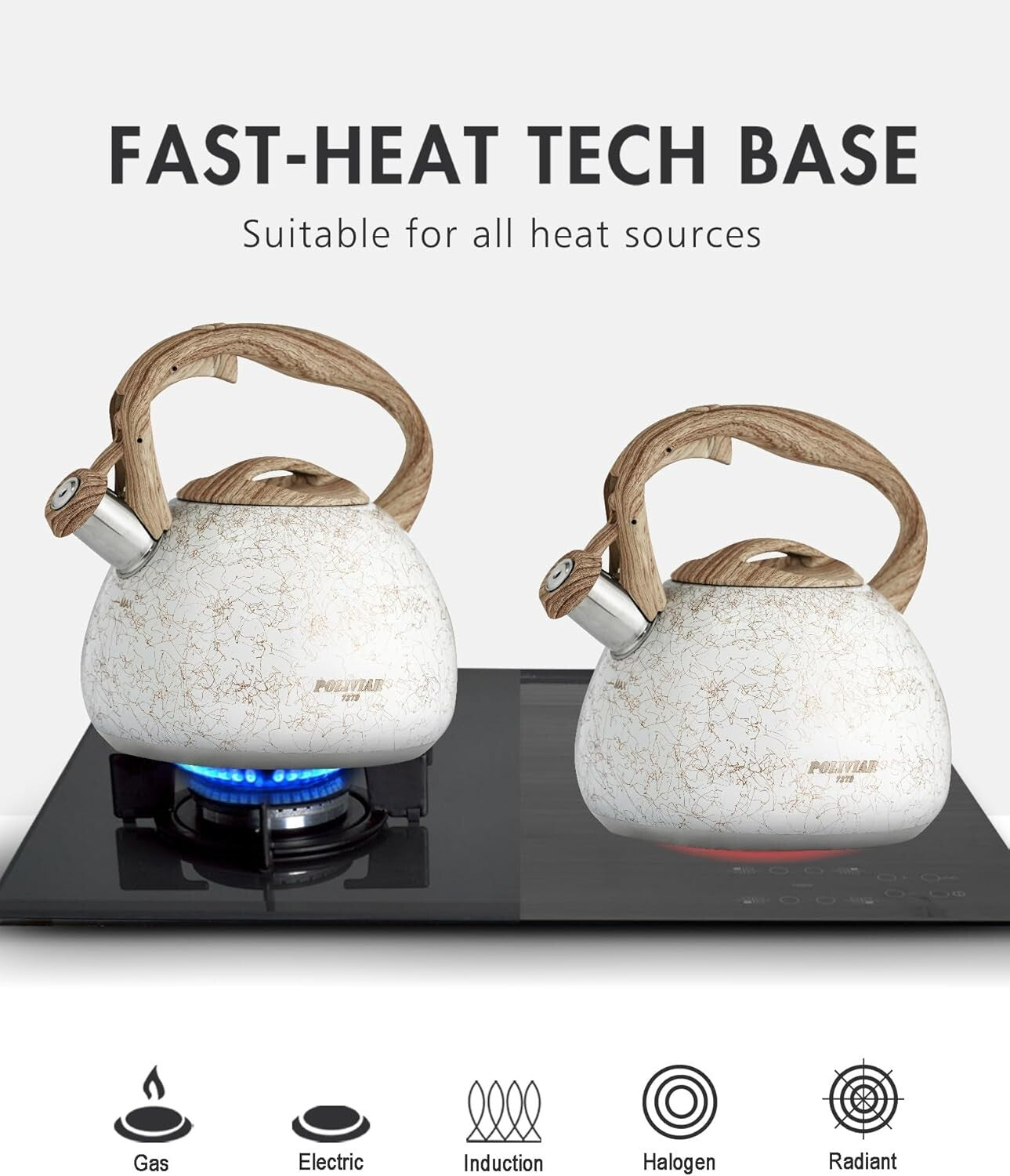 Anti-Hot 2.7 Quart Stainless Steel Tea Kettle with Loud Whistle for Safe Boiling