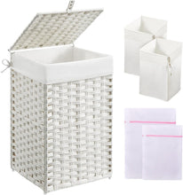 Load image into Gallery viewer, Moisture-Resistant 60L Rattan Laundry Basket with Lid &amp; 4 Bundle Essentials