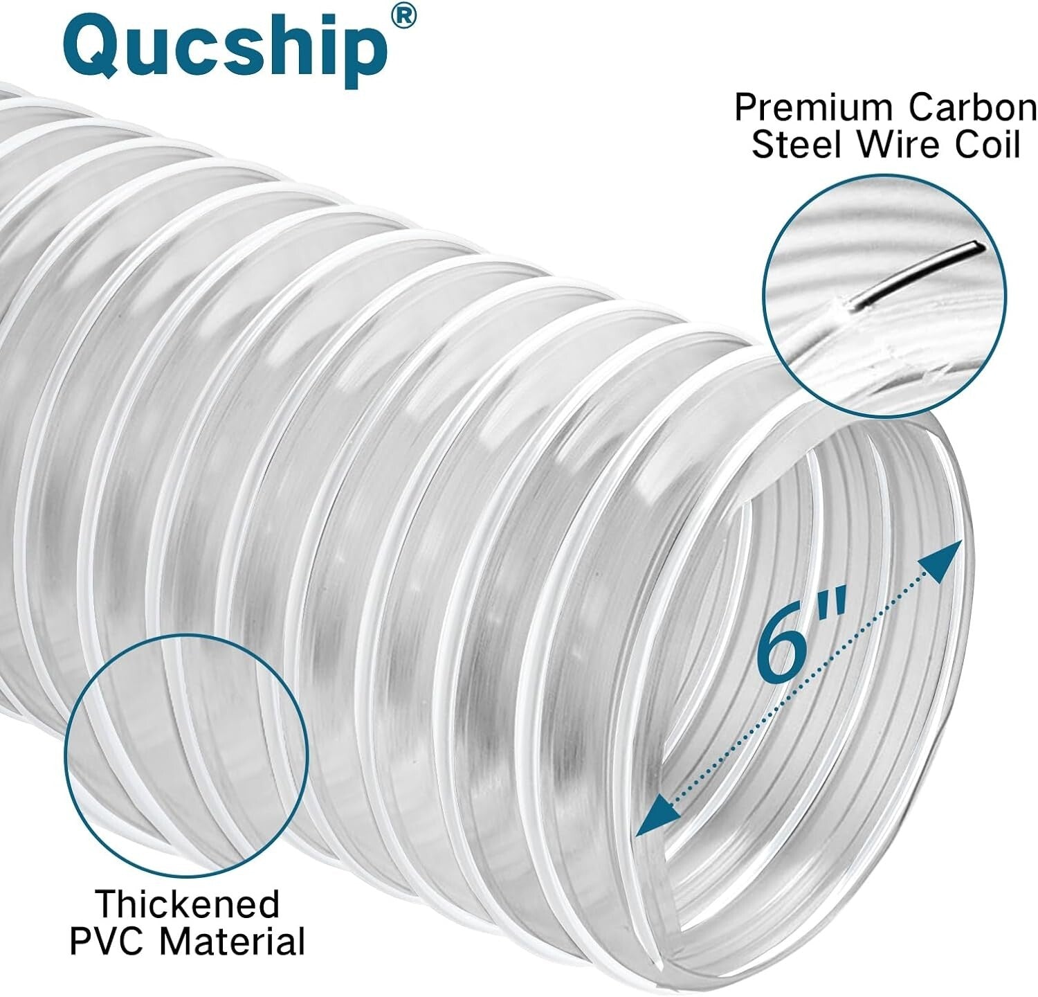 Flexible 6" x 10' Puncture Resistant PVC Dust Hose for Enhanced Dust Control
