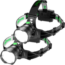 Load image into Gallery viewer, 2PCS LED Headlamp with 90° Adjustable Beam, Waterproof and Long Battery Life