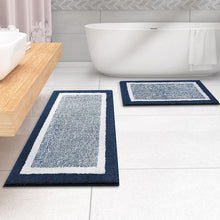 Load image into Gallery viewer, Extra Absorbent Navy Bath Mat 44x24 - Fluffy &amp; Non-Slip Design for Safety