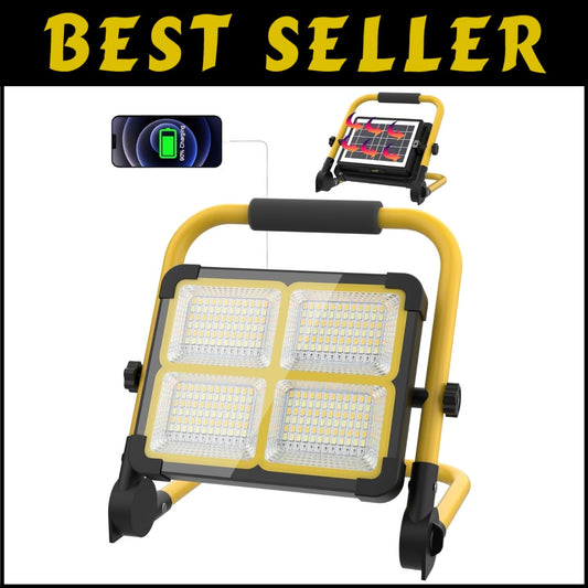 12000mAh Rechargeable Work Light with Adjustable Stand - 360° Portable Spotlight