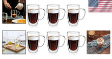 Load image into Gallery viewer, Durable Borosilicate Glass Coffee Mugs - 16oz Double Layer Insulation, 6 Pack