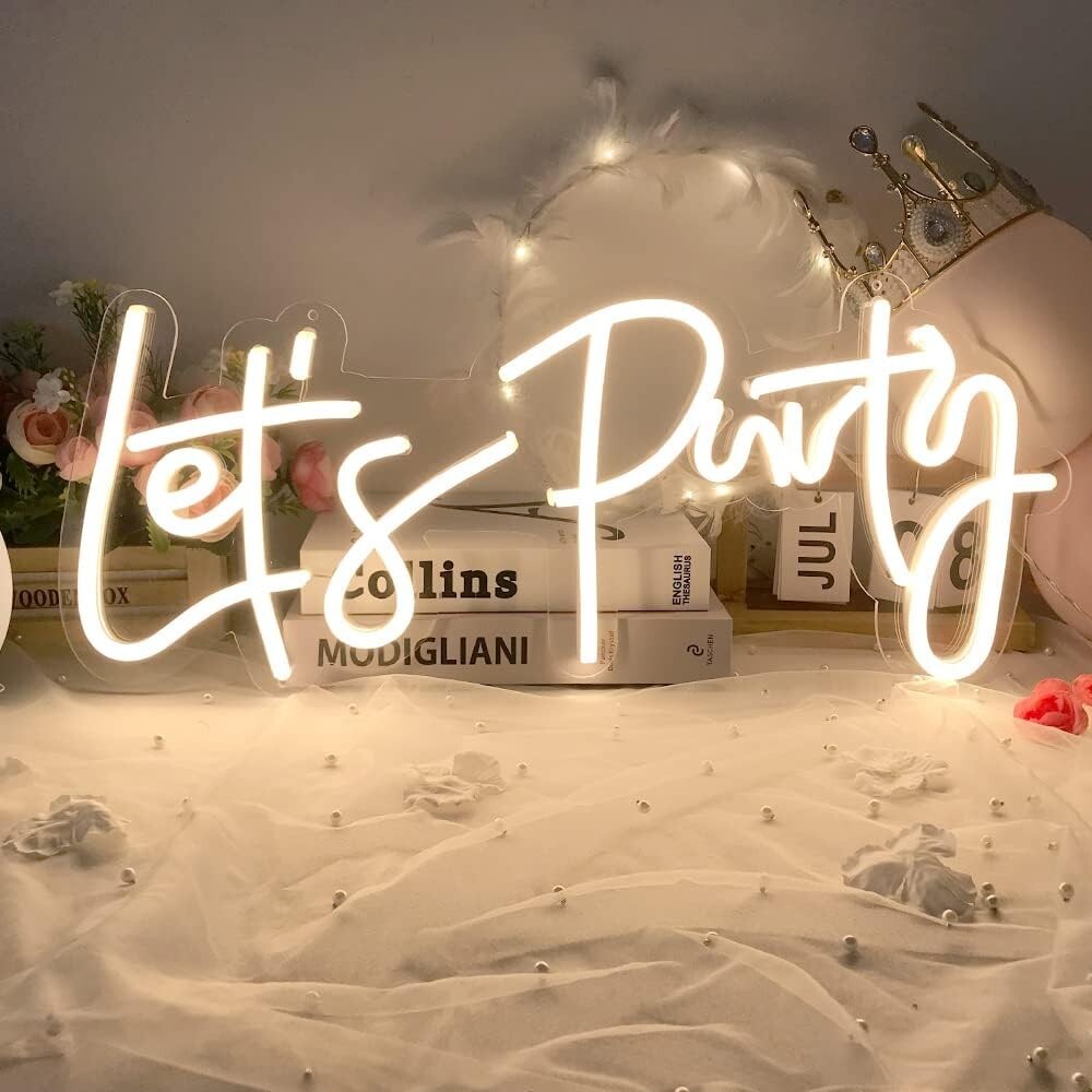 Dimmable LED Let's Neon Sign 23"X10" - Perfect for Events & Celebrations