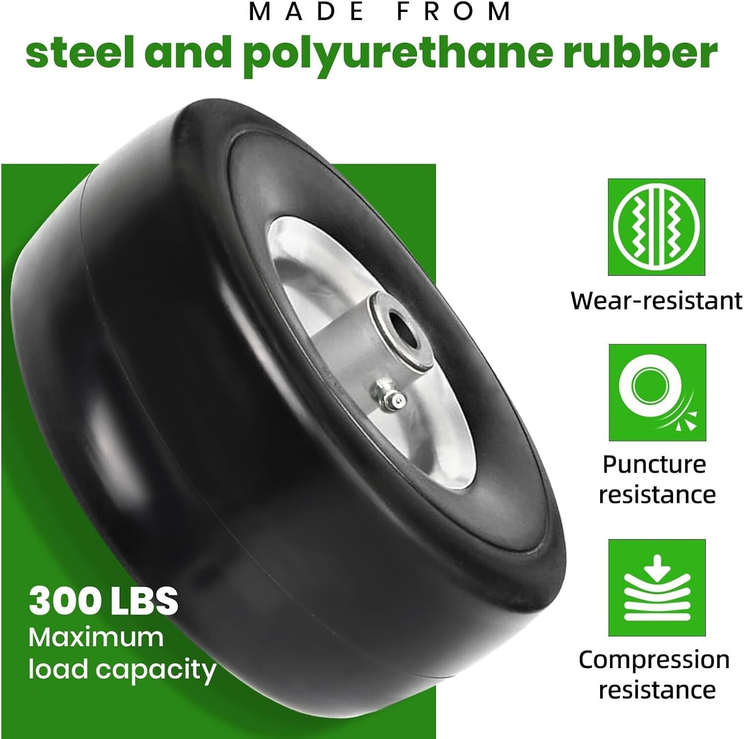 Durable 4-Pack Flat-Free Tire Assemblies - 9" Diameter Lawn and Garden Solutions