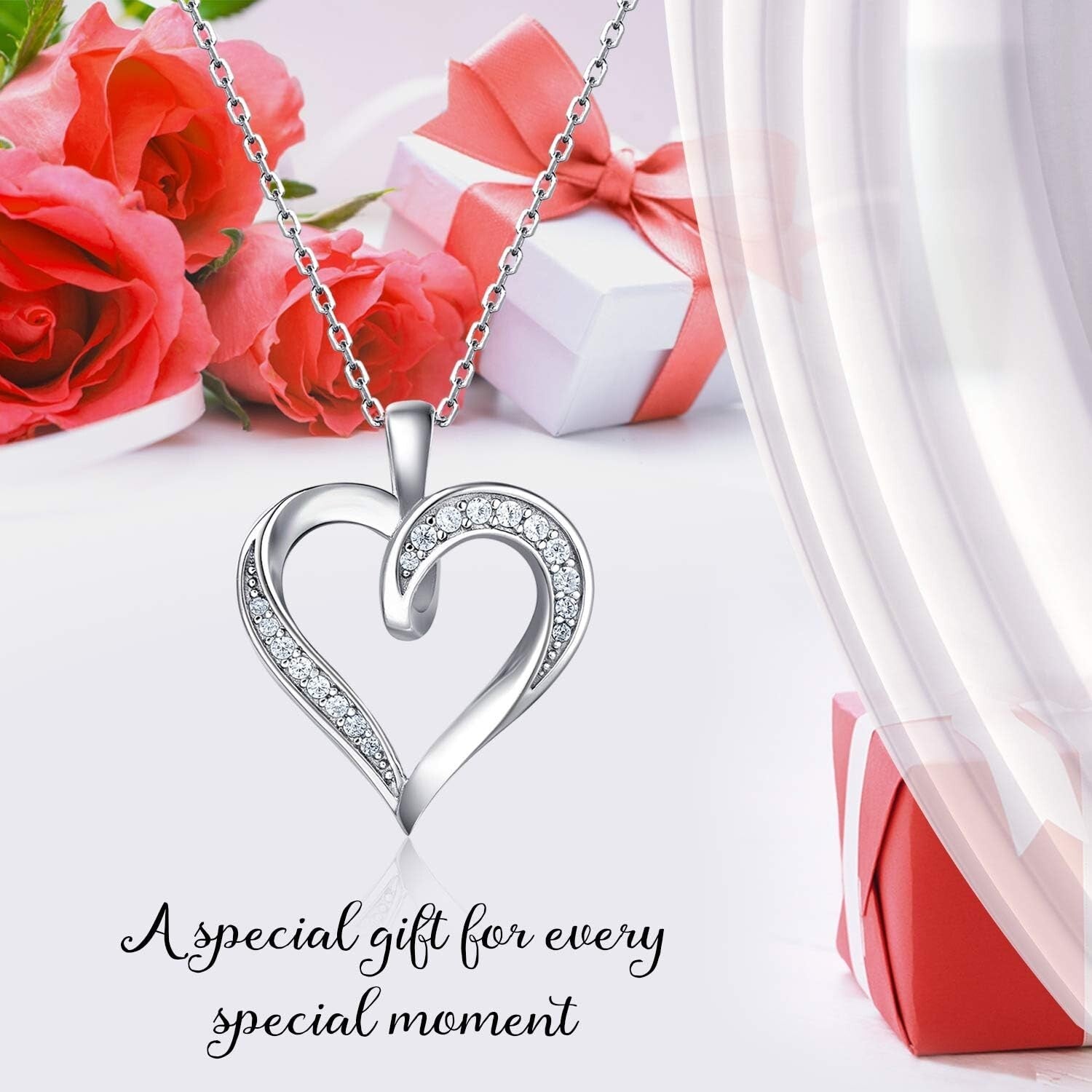 Platinum Plated Intertwined Hearts Necklace - Perfect for Romantic Occasions