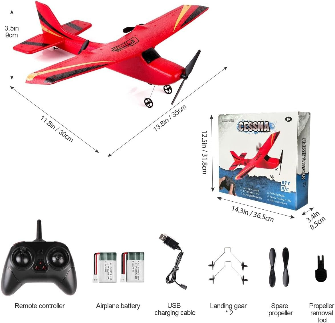 Beginner-Friendly Remote Control Airplane - 2.4GHz & Self-Stabilization System