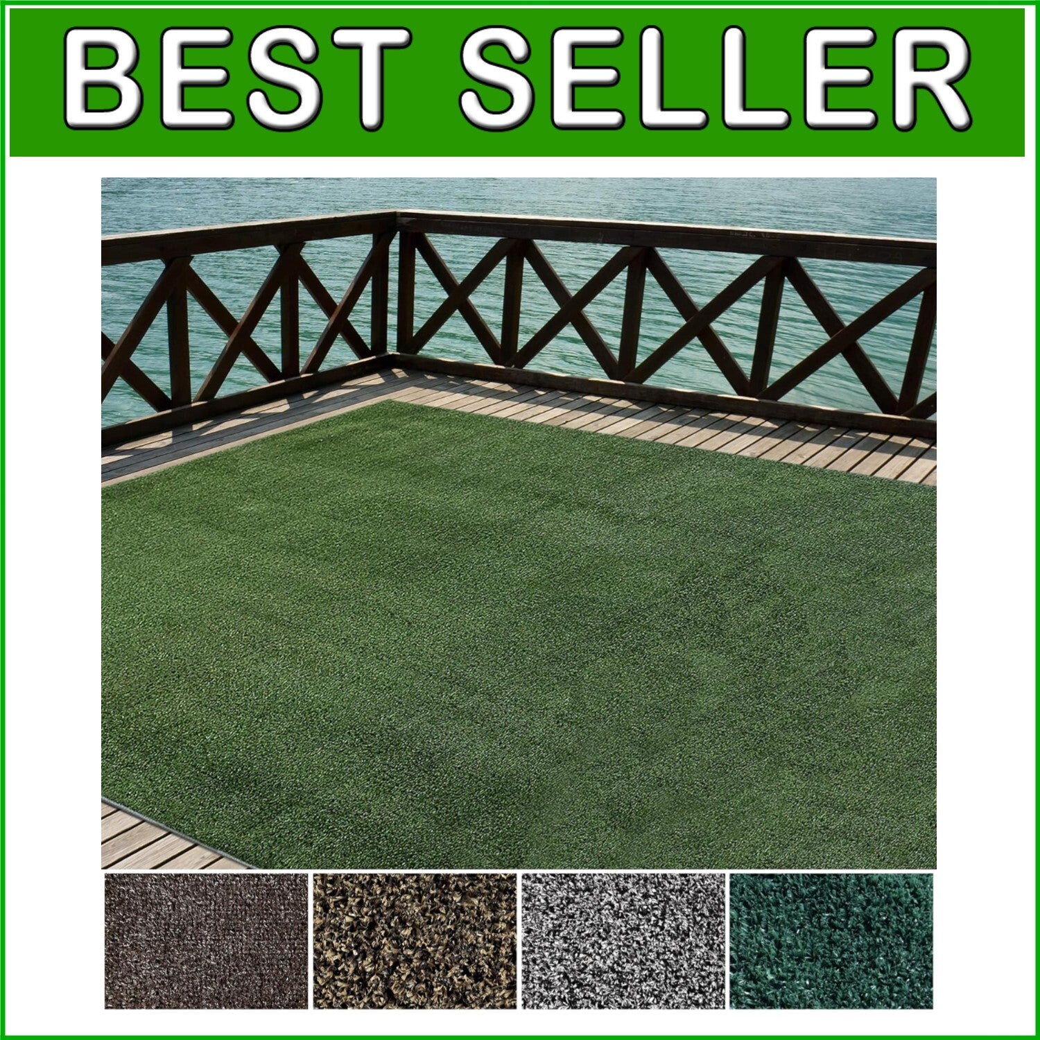 Lightweight and UV-Stabilized 12' x 10' Synthetic Grass Carpet - Fray-Free Edges