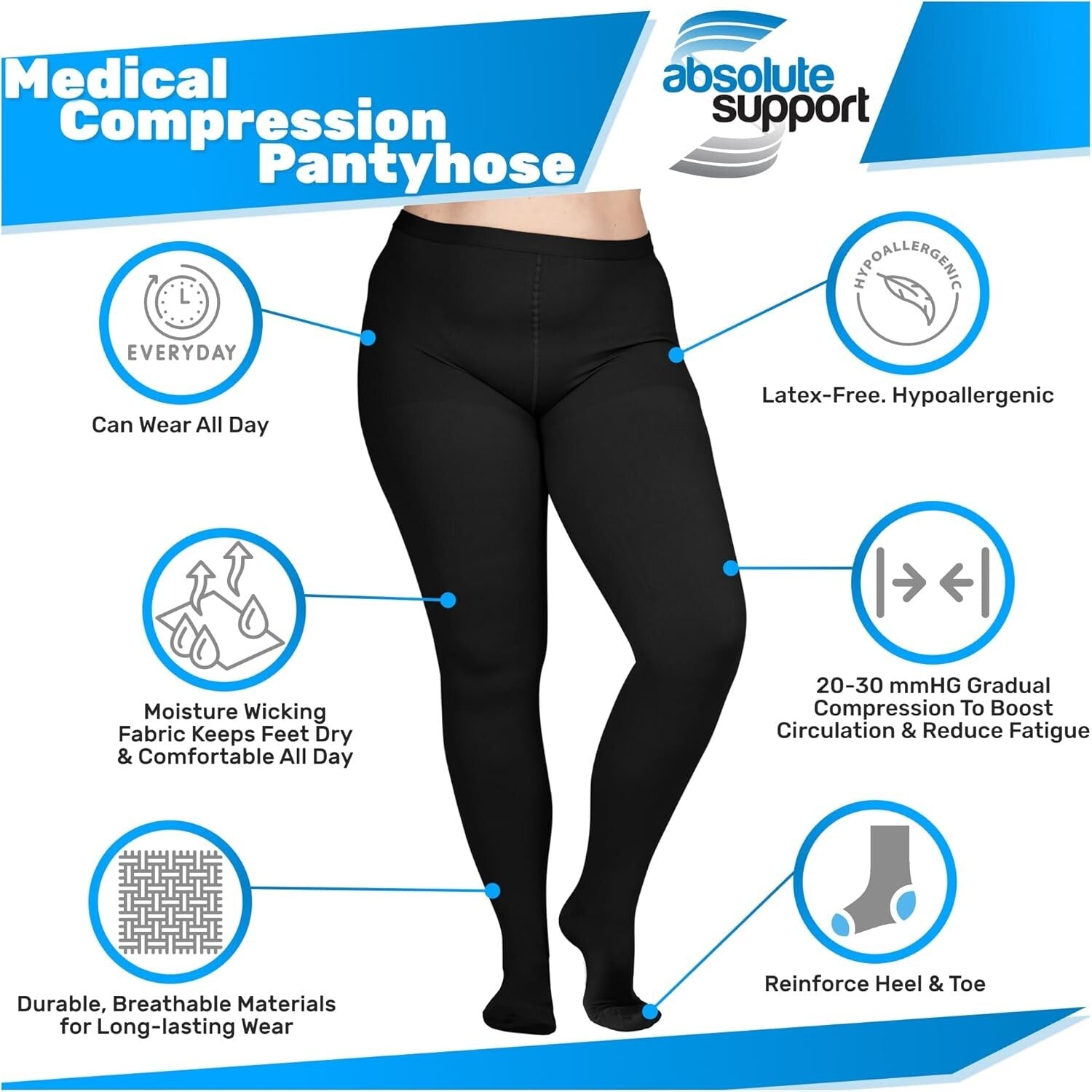 20-30mmHg Compression Pantyhose for Enhanced Circulation and Swelling Relief