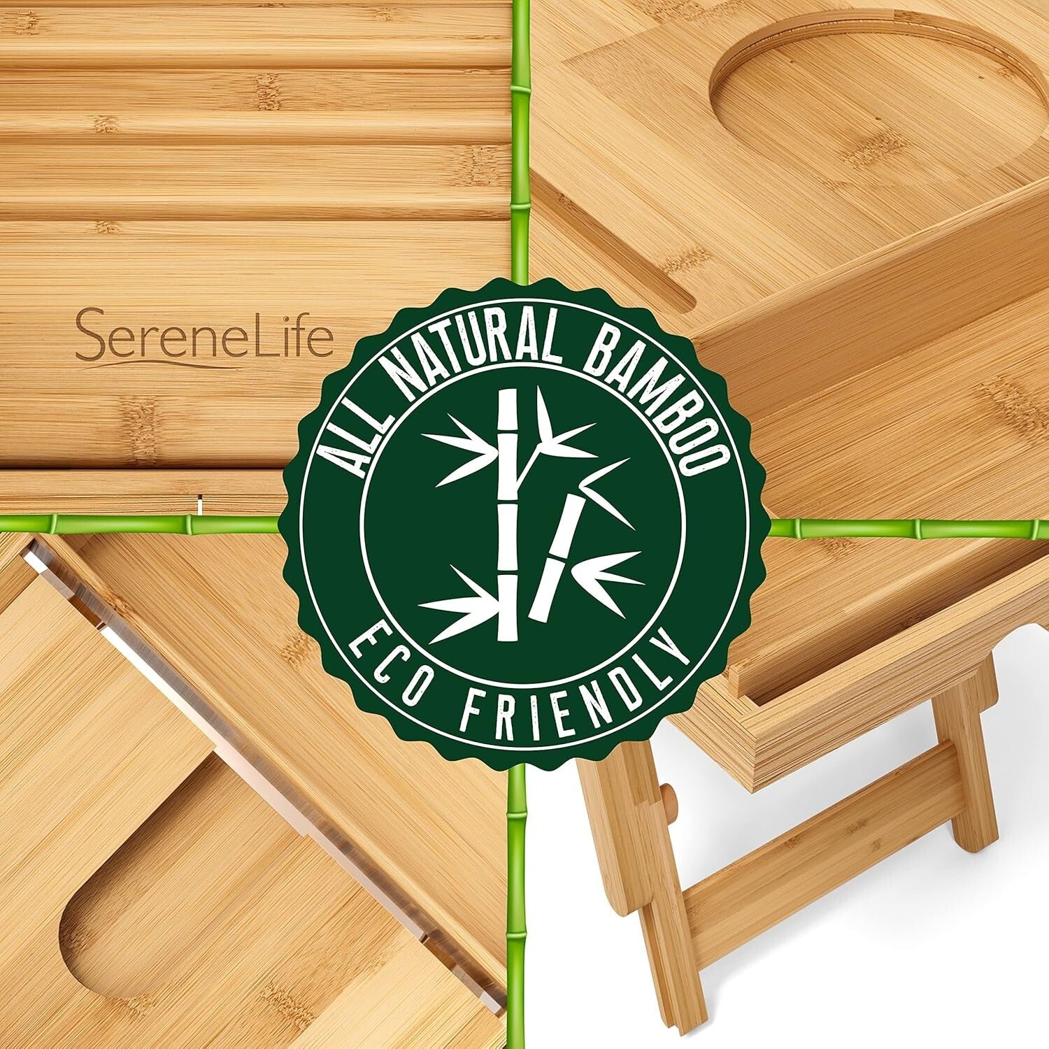 Elegant Bamboo Bath Caddy with Sliding Arms & Gift Box - Perfect for Relaxation