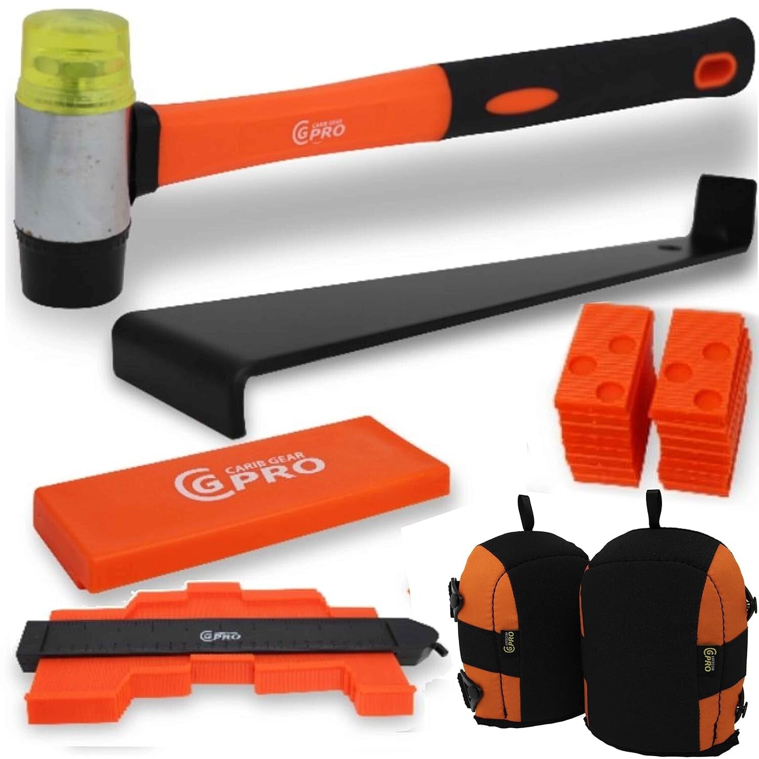 All-in-One Laminate Flooring Tool Set with 40 Spacers and Accurate Contour Gauge