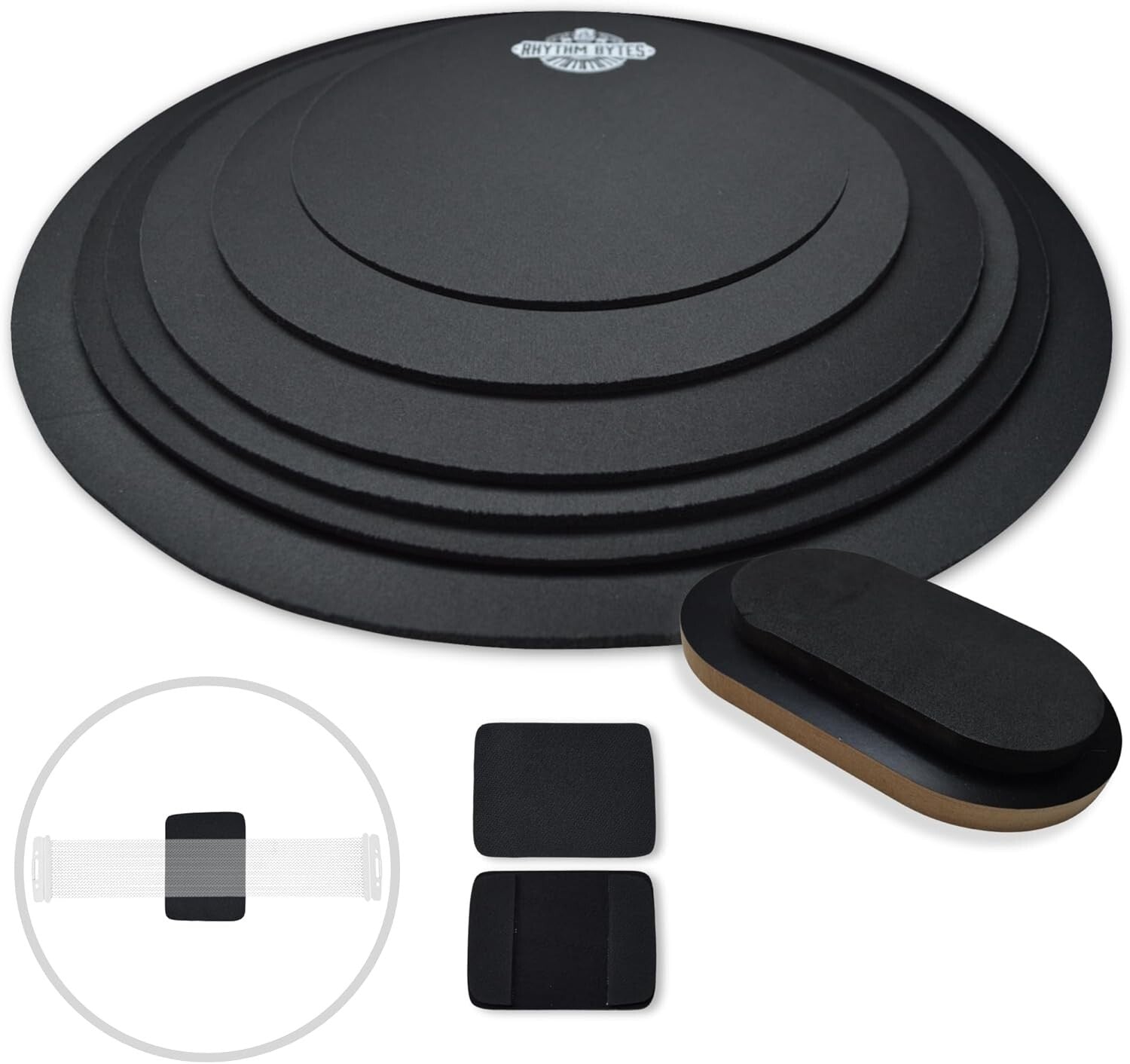 Drum Silencer Pads Set - 8pc with Bass & Snare Mutes for Peaceful Practice