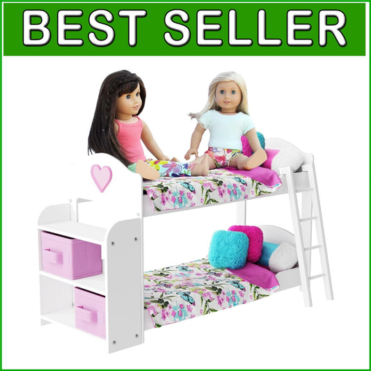 Deluxe 23-Piece Doll Bunk Bed Set for 18-Inch Dolls – Linens & Pajamas Included