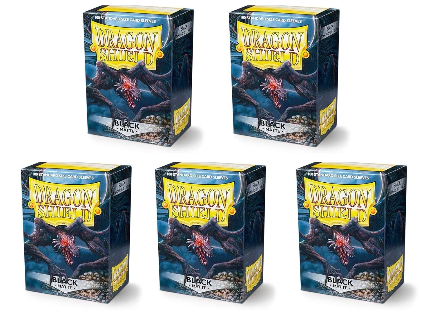 5-Box Matte Black Card Sleeves Bundle - 500 Count for Ultimate Card Protection