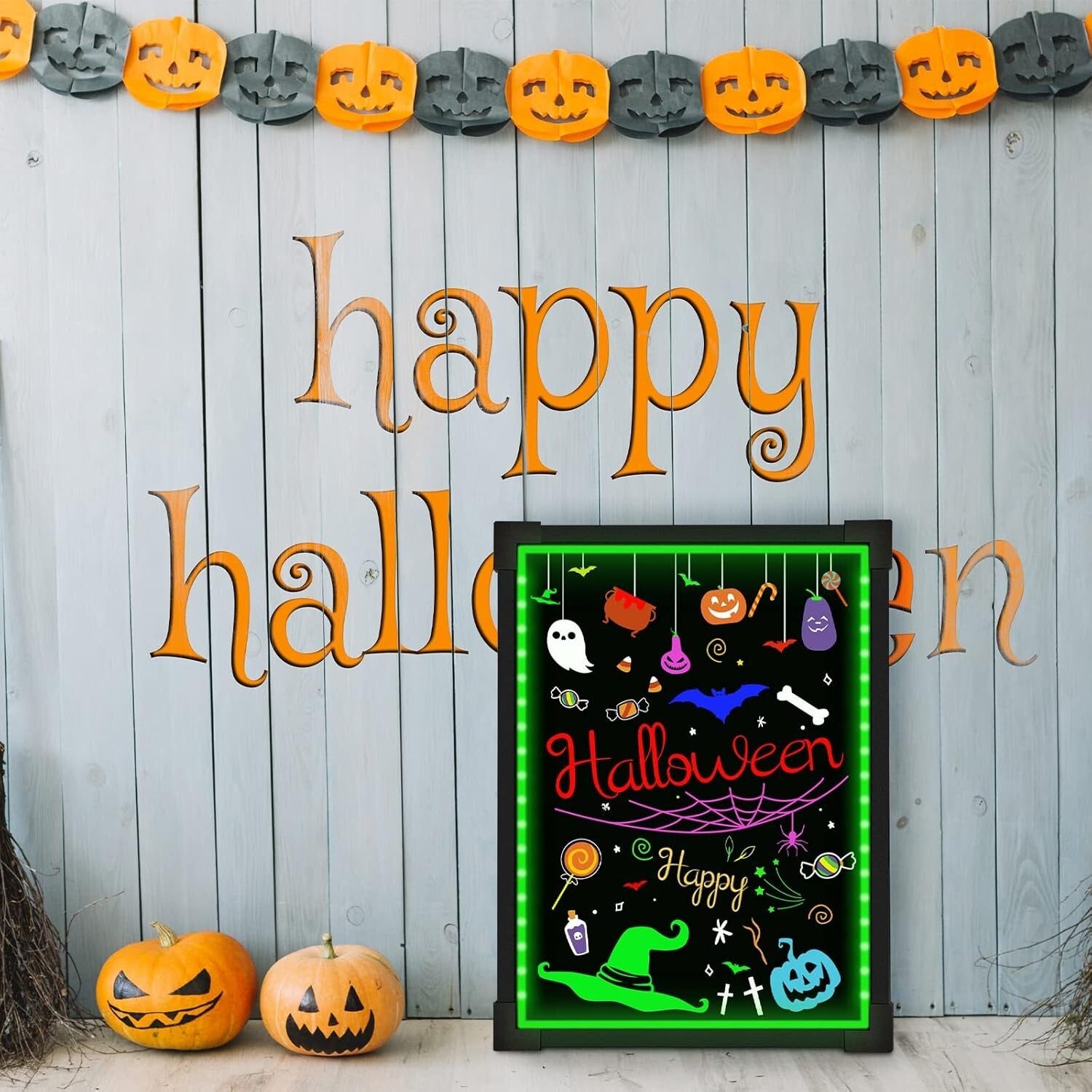 16x12 Neon Dry Erase Board with 8 Liquid Chalk Markers - Eye-Catching Messages!