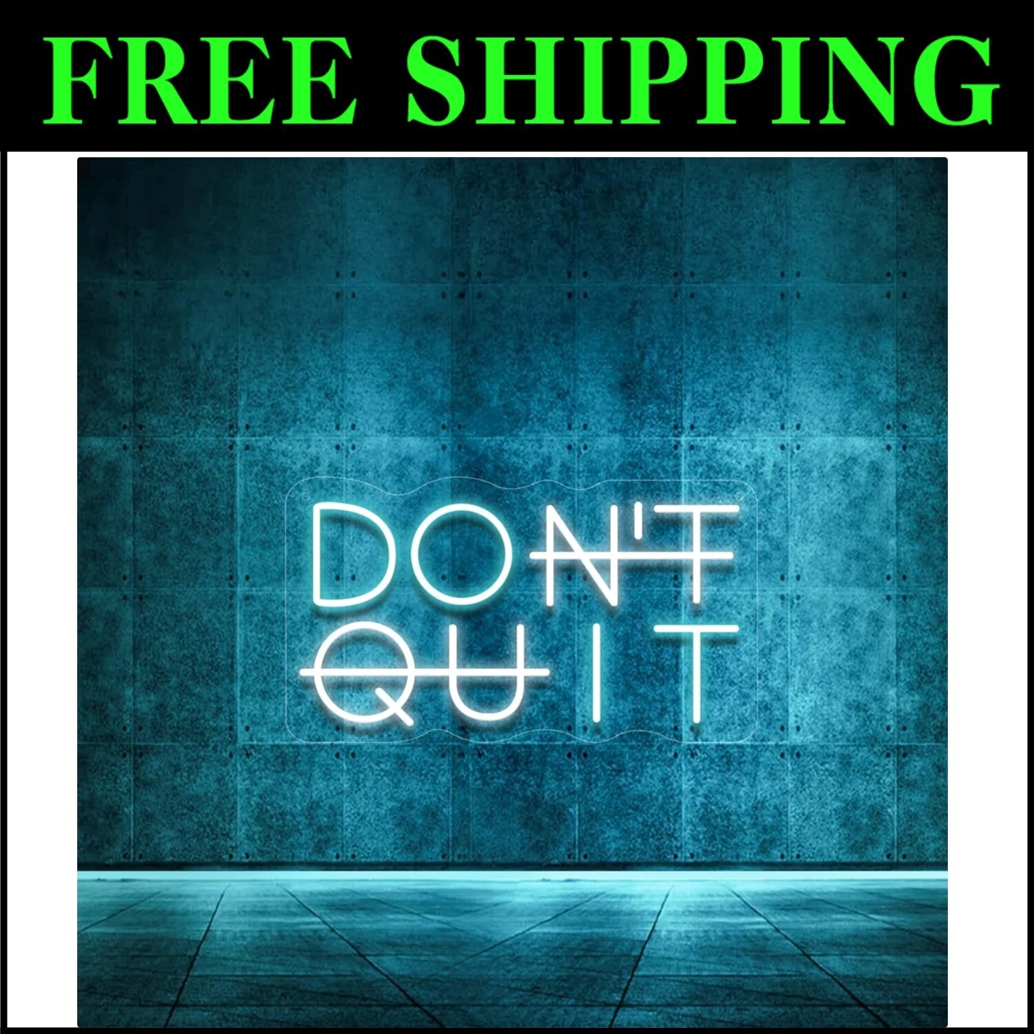 Blue & White LED Neon Sign - Landscape 'Don't Quit' Design for Stylish Homes