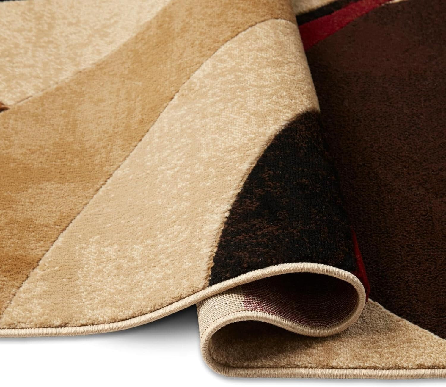 Elegant Abstract Runner Rug 26"x6" in Bold Red & Brown - Stain Resistant