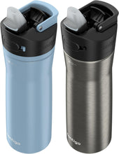 Load image into Gallery viewer, Double-Wall Insulated 24oz Water Bottle - Dual-Pack, Stainless Steel &amp; Licorice