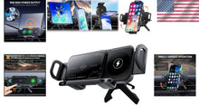 Load image into Gallery viewer, 15W Wireless Car Charger and Auto Rotating Phone Holder - Magnetic Mount Black