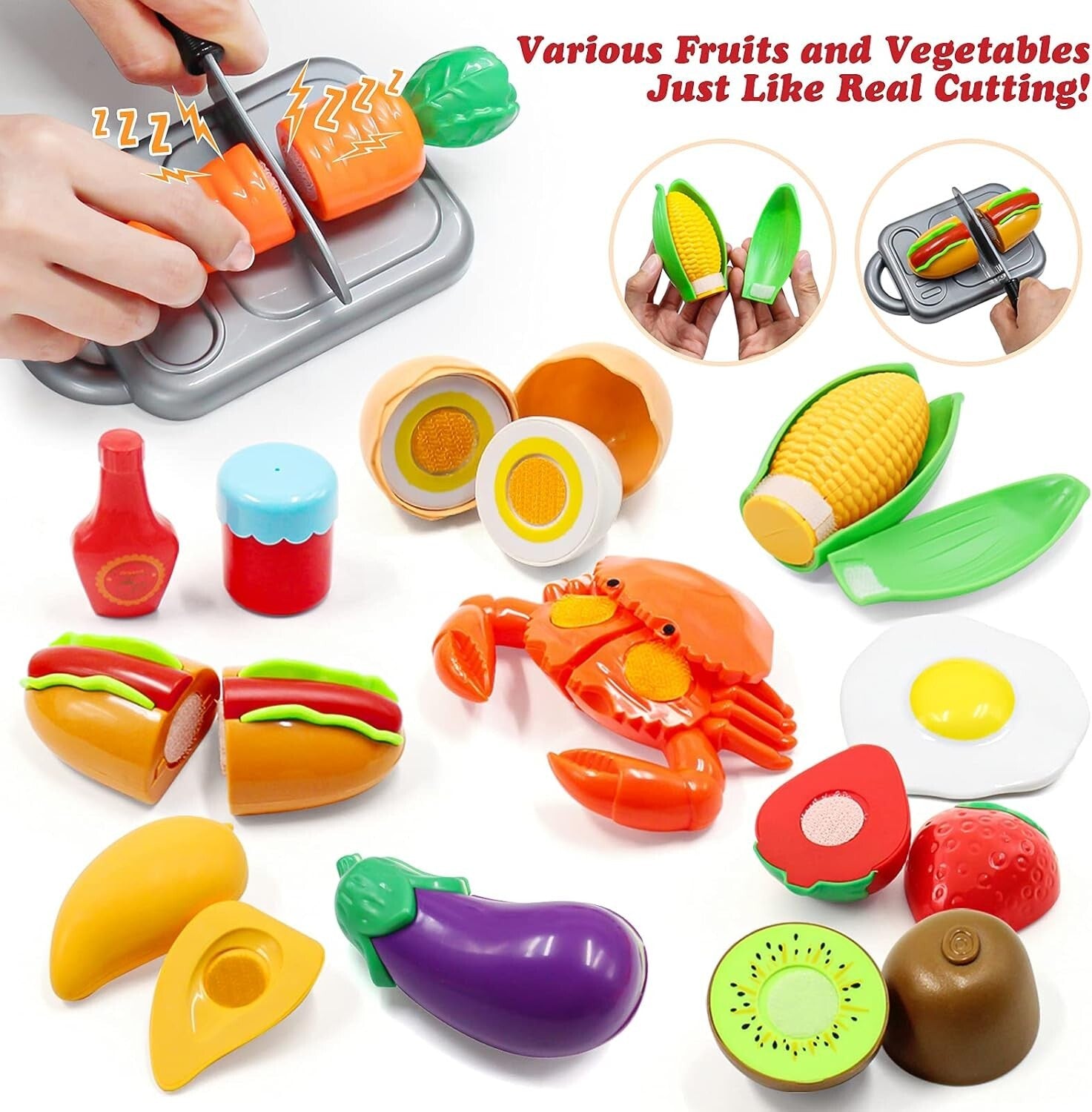 Interactive 32-Piece Kitchen Toys Set for Kids - Apron, Accessories & Play Food