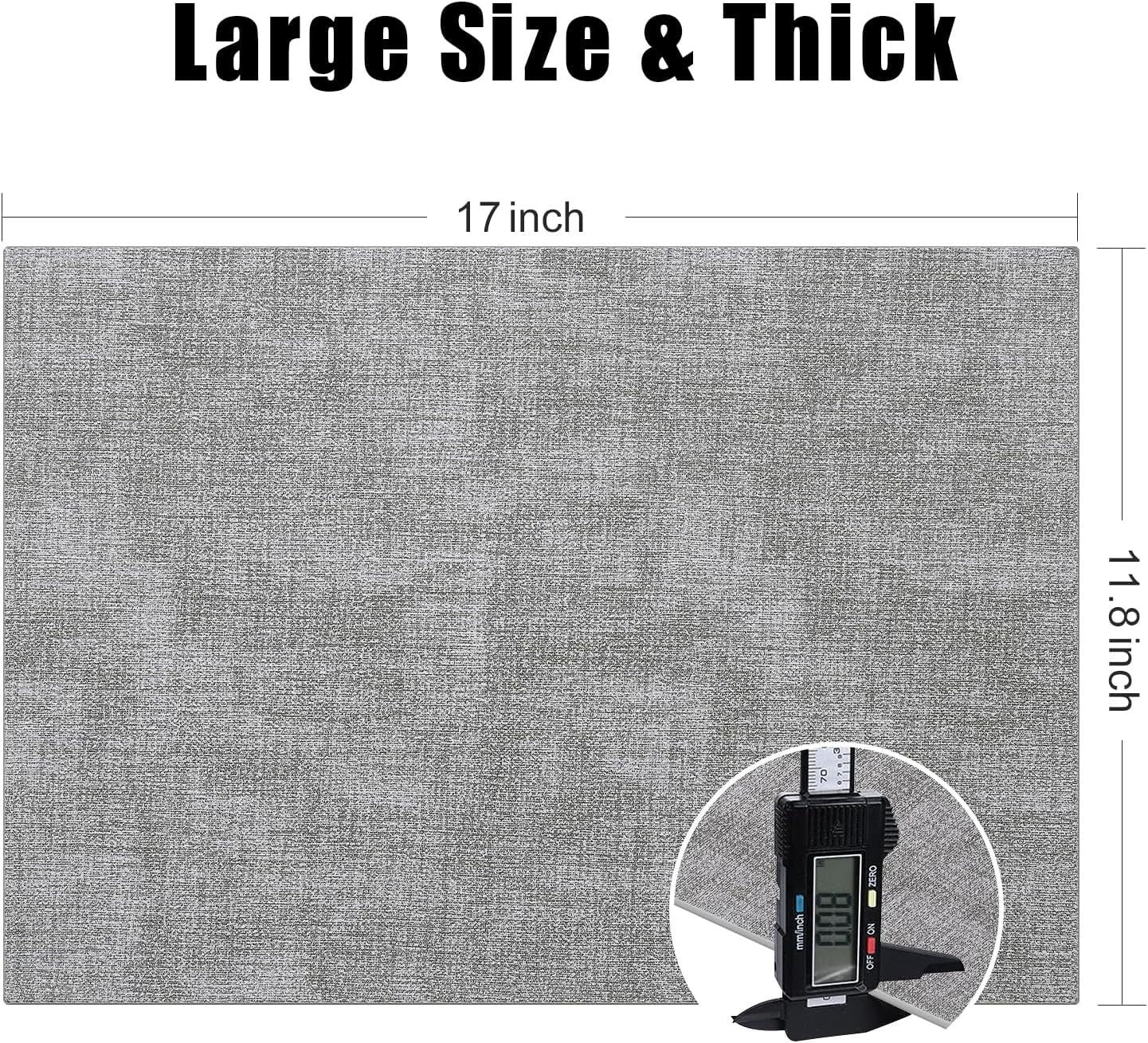 Set of 8 Light Grey Faux Leather Placemats - Stylish Heat Resistant Dining Mats