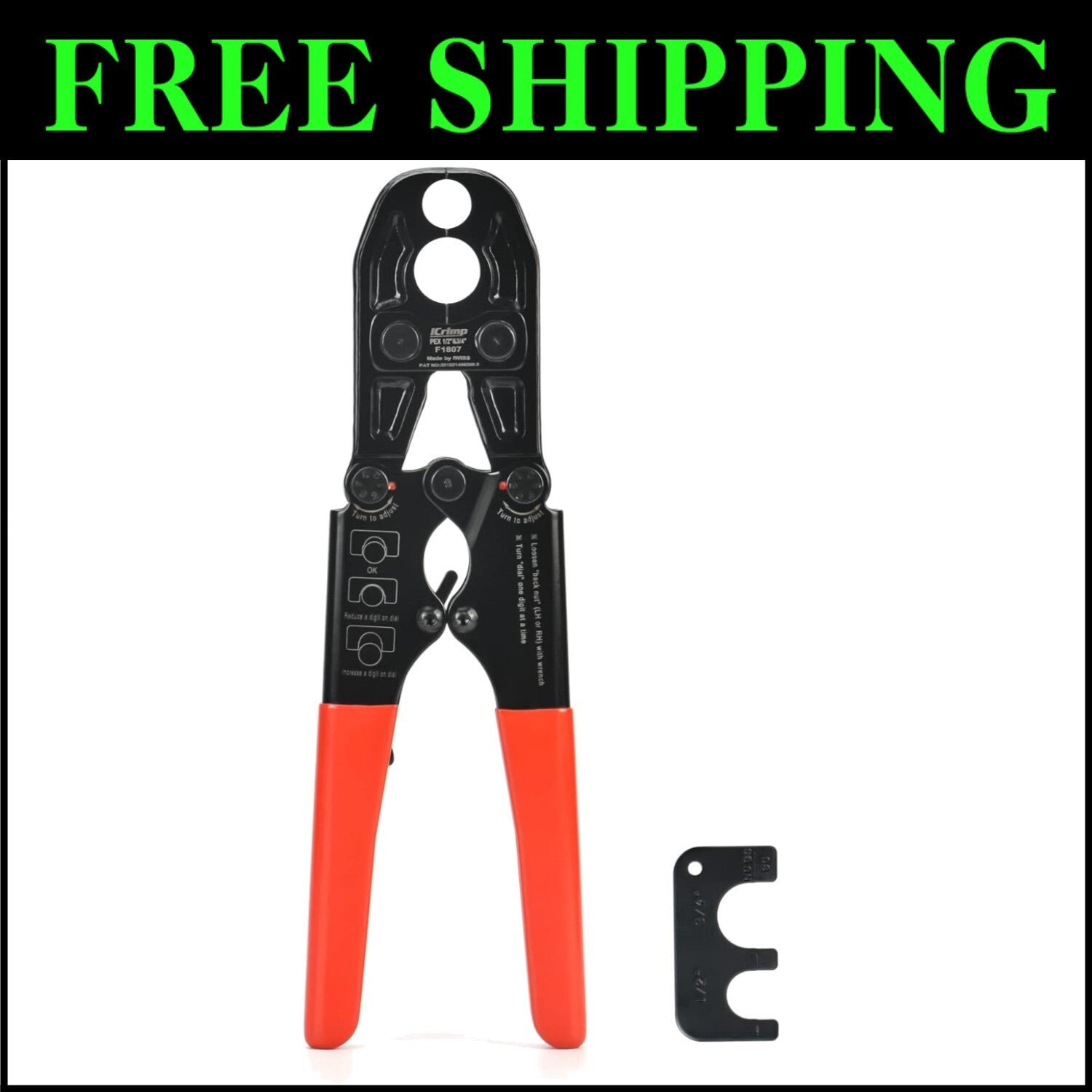 Ergonomic Hand-Powered Combo PEX Crimping Tool for 1/2 & 3/4-Inch Copper Rings