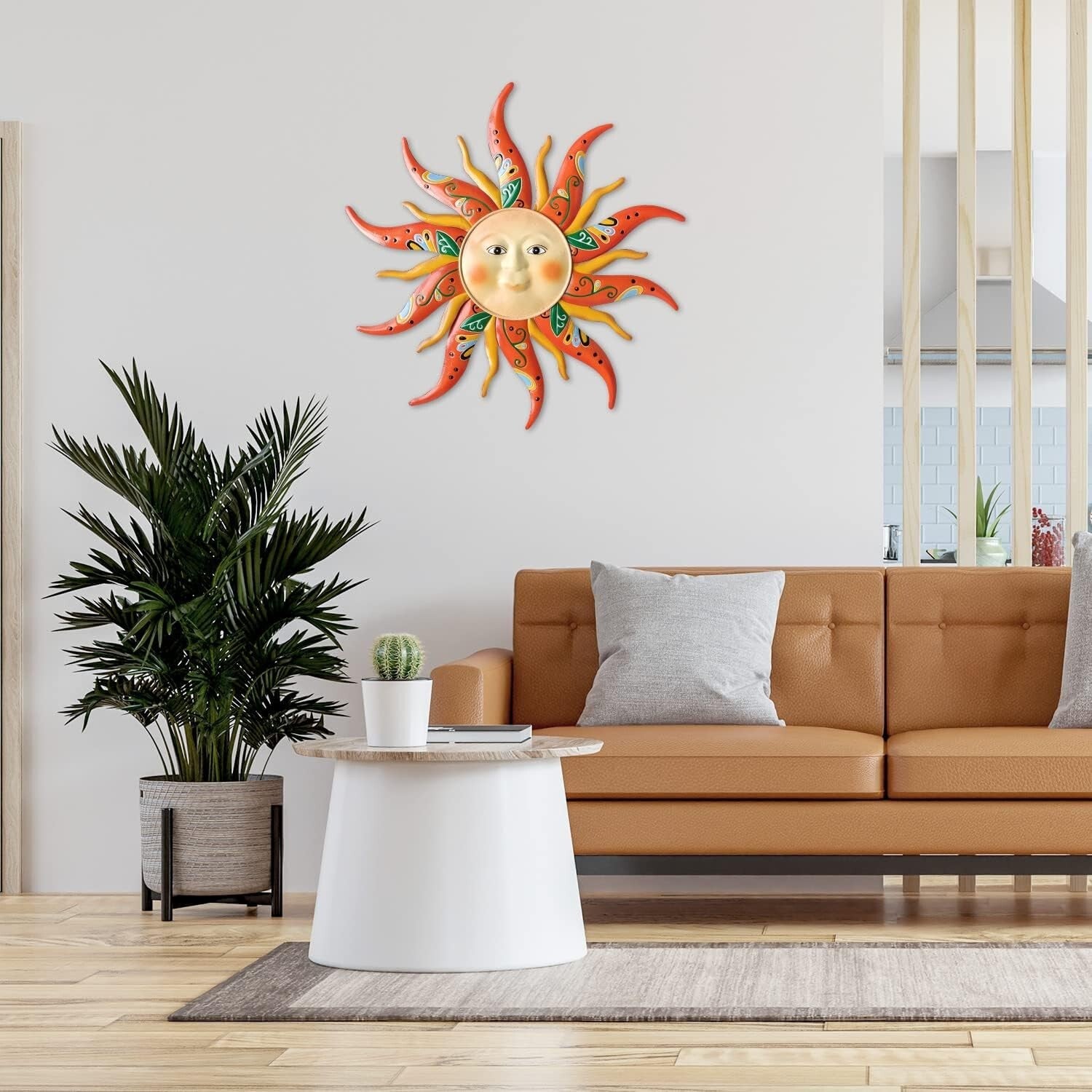 23.6-Inch Exquisite Metal Sun Face Wall Art - Perfect for Farmhouse Gardens