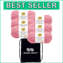 Load image into Gallery viewer, 6 Skeins Ultra-Soft Dusty Pink Yarn - Easy Crafting with Project Drawstring Bag