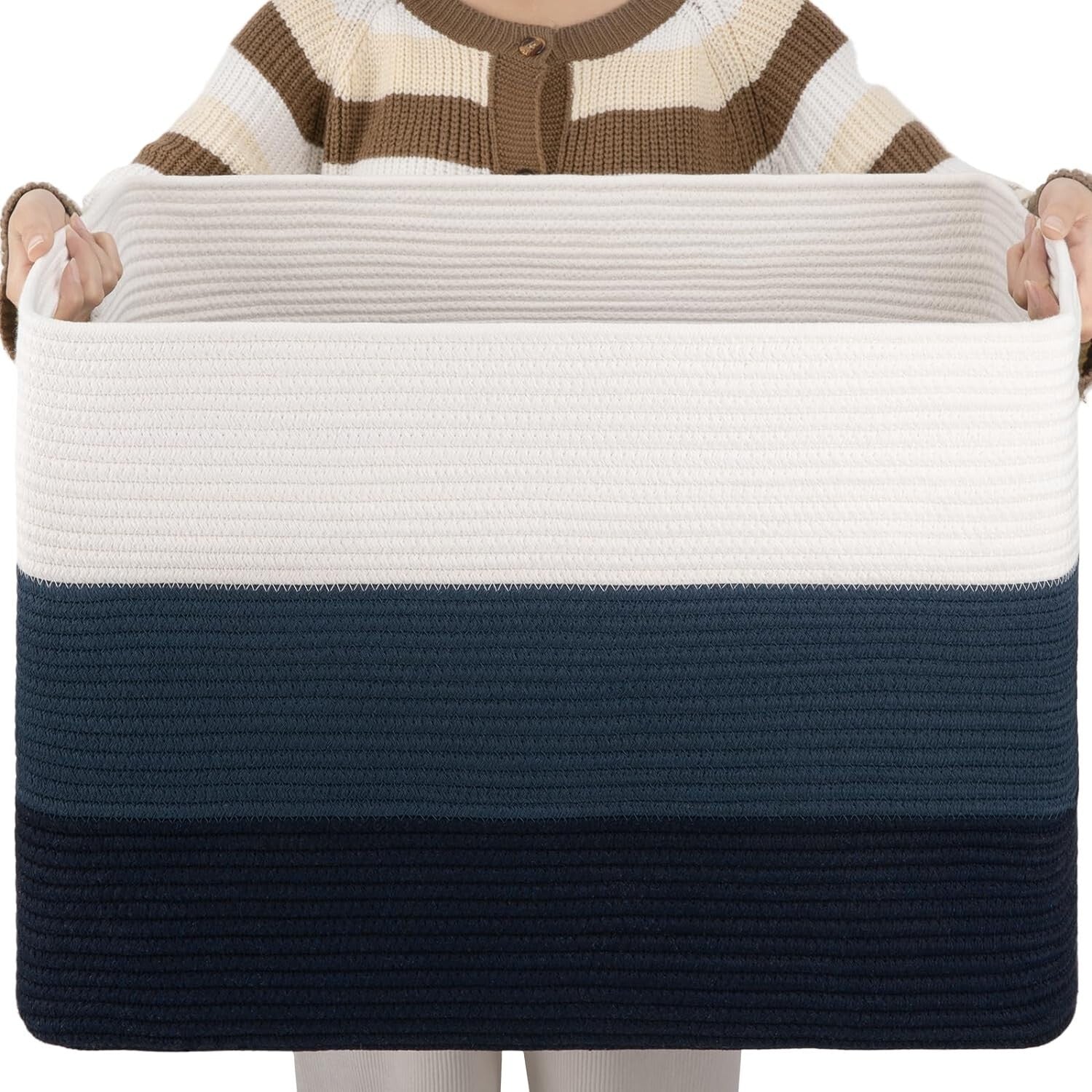 Spacious Gradient Blue Rectangular Basket - Large Storage for Living Spaces