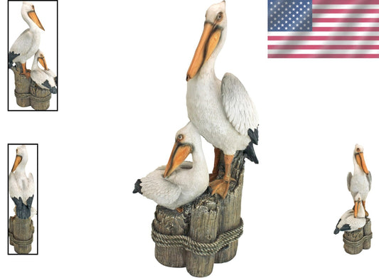 Freestanding 24-Inch Pelican Statue - Weatherproof Oceanic Decor for All Seasons