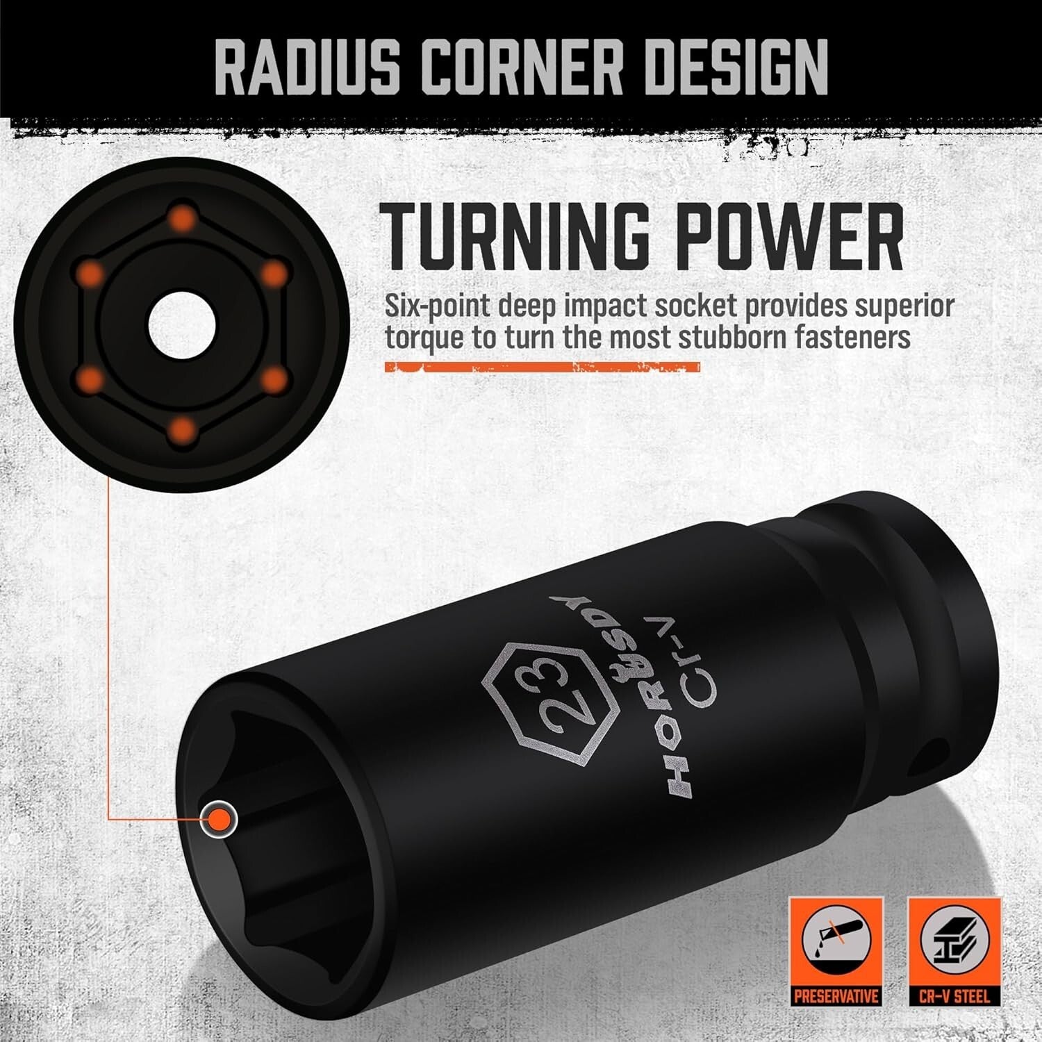 Corrosion-Resistant 20-Pc Impact Socket Set (10-24mm) with Custom Storage