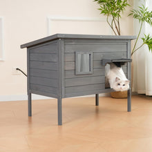 Load image into Gallery viewer, Heated Cat House - Cozy Shelter for Indoor &amp; Outdoor Cats in Grey, Large