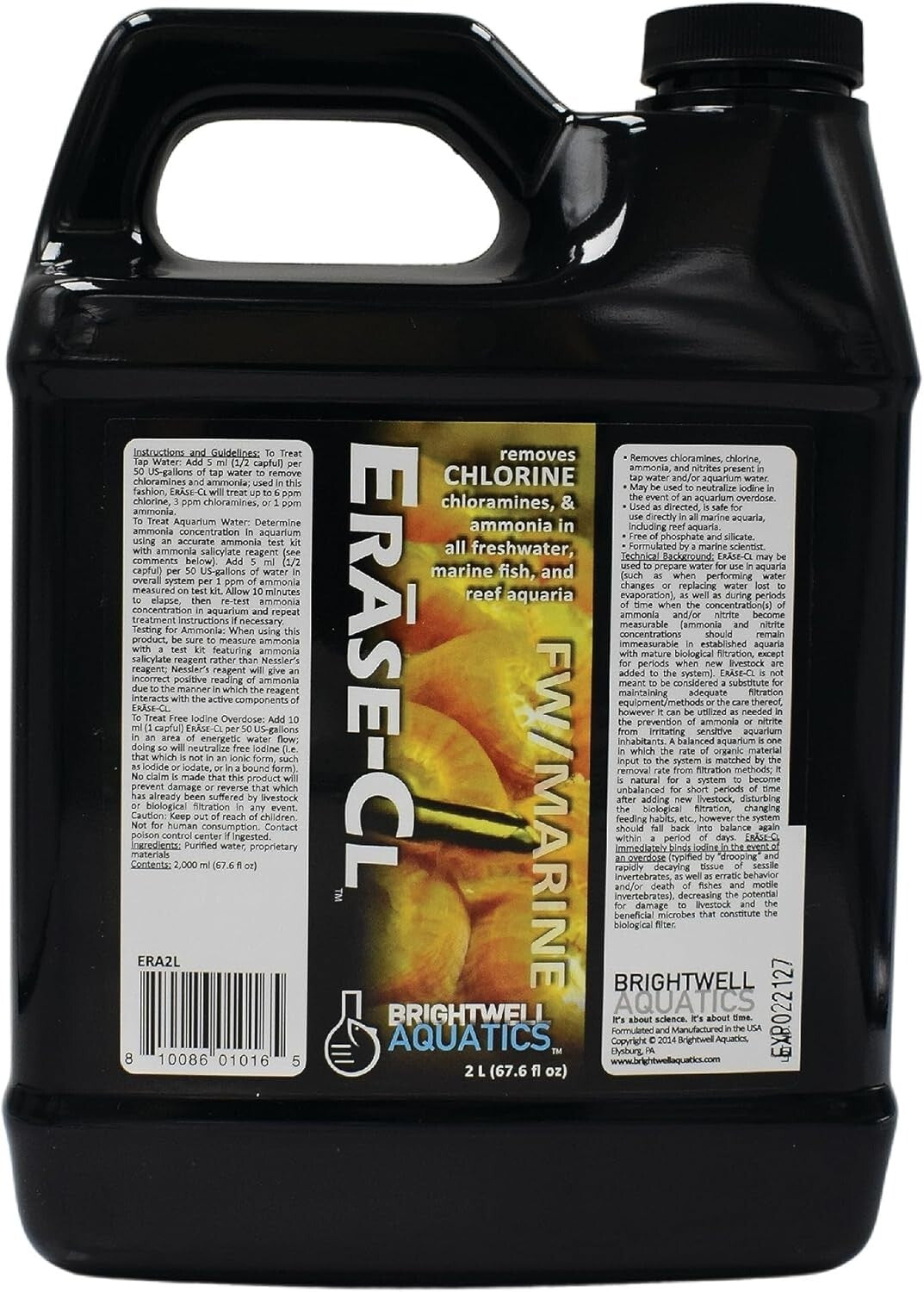 Erase-Cl: Chloramine, Chlorine & Ammonia Remover for Fish Tanks - 67.6 fl oz