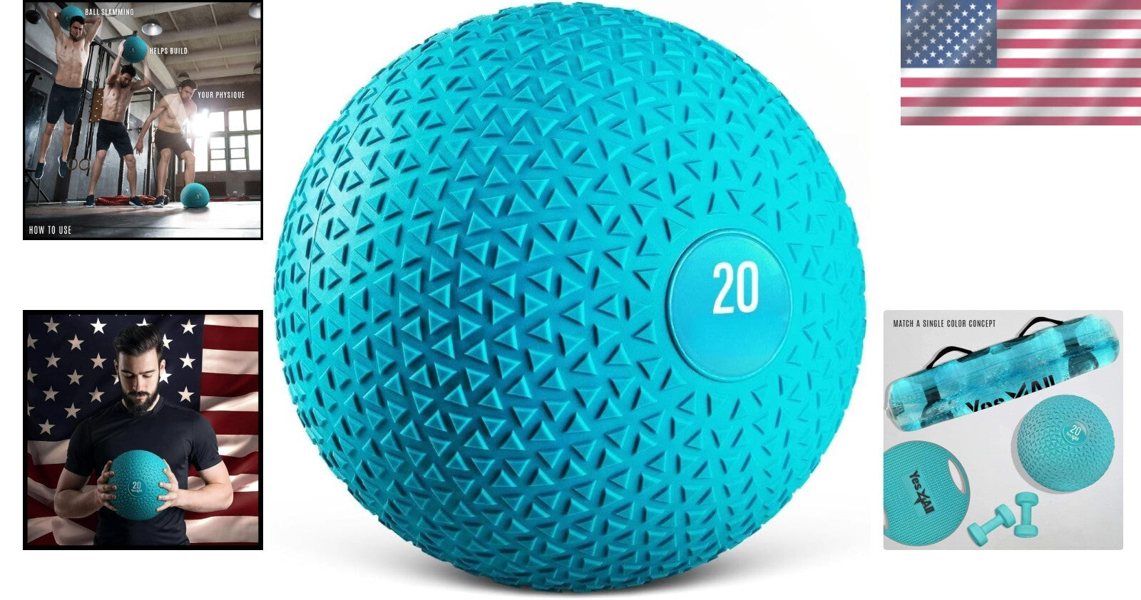 20lb Slam Ball - Durable PVC Sand-Filled Medicine Ball for Total Body Workouts