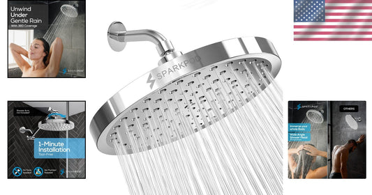 Elegant Polished Chrome Shower Head - High Pressure Rain Experience, Easy Clean