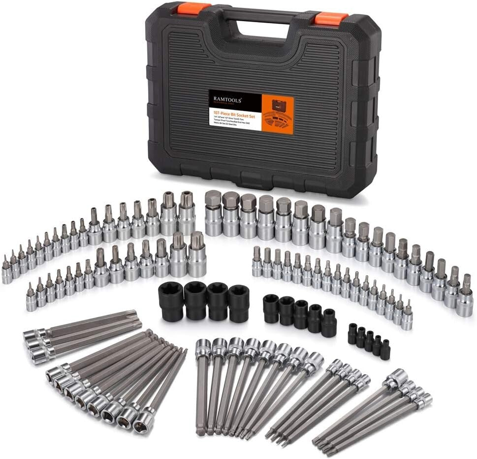 Expert-Grade Chrome Vanadium Torx Socket Set - 107-Piece All-in-One Collection