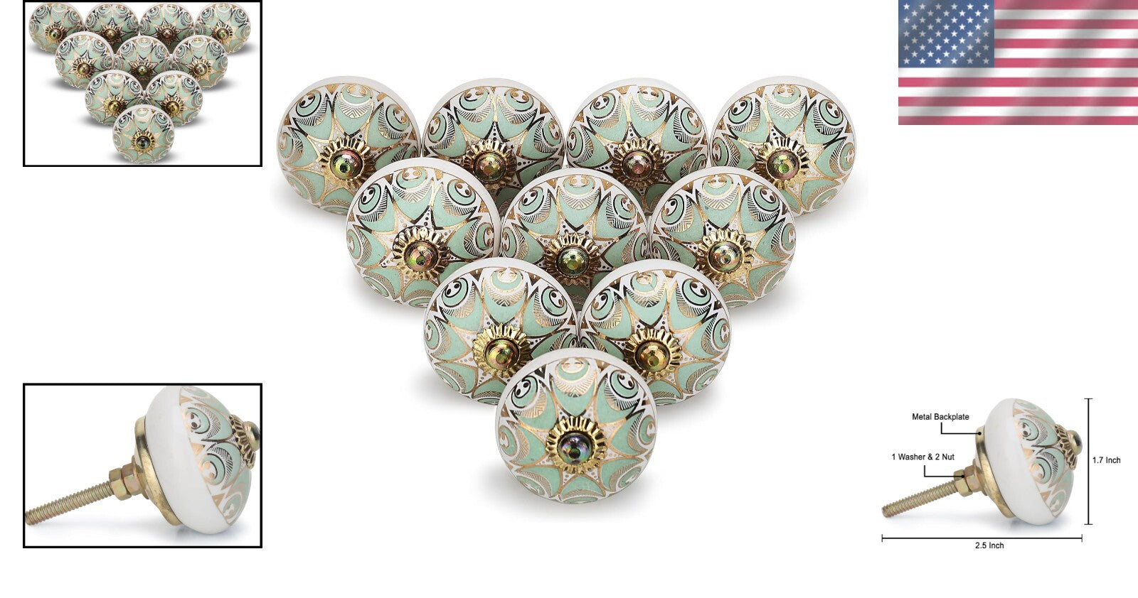 Charming Floral Knobs for Cabinet & Drawer - 30 Pack of Ceramic Handles