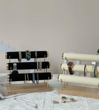 Load image into Gallery viewer, Freestanding 3-Tier Bracelet Holder - Elegant Velvet Stand for All Jewelry