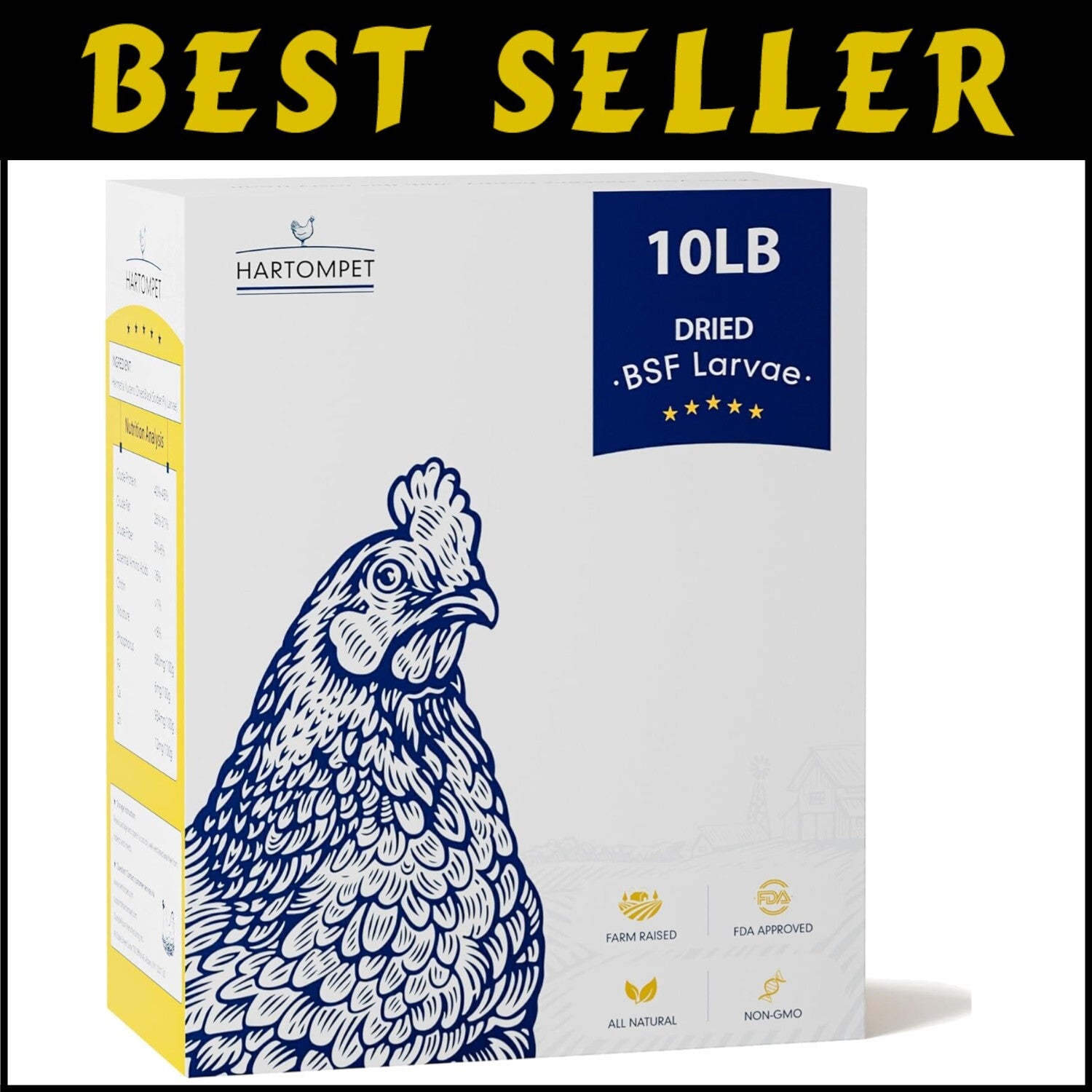 10LB Dried BSF Larvae - High-Protein, Natural Feed for Poultry, Birds & Reptiles