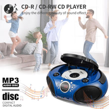 Load image into Gallery viewer, Stylish Starlight Blue CD Boombox with Wireless Bluetooth and Headphone Jack