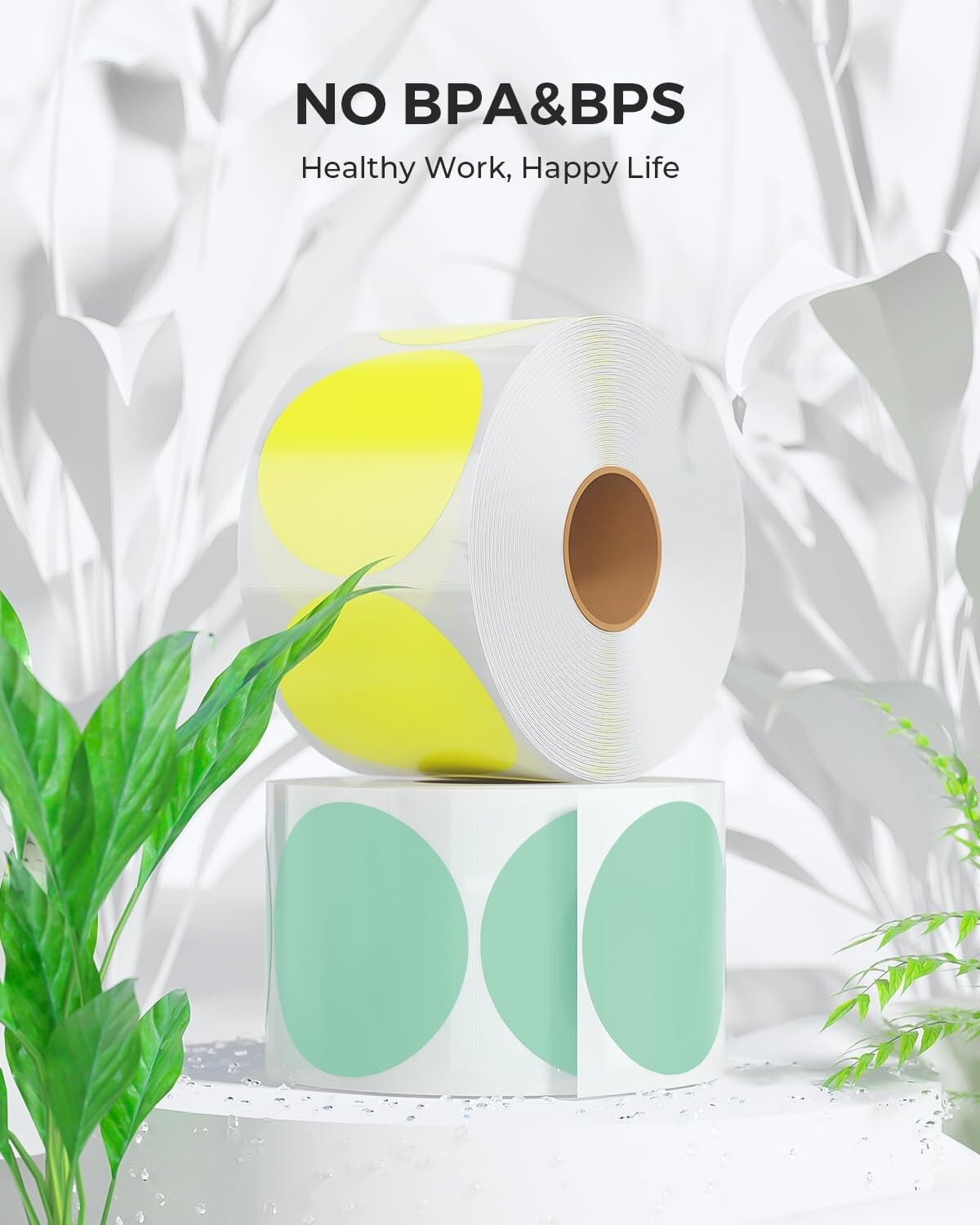 Multi-Purpose 2" Circle Color Thermal Sticker Labels - 4500 Self-Adhesive Rolls