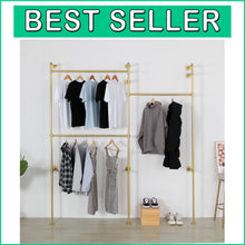 Load image into Gallery viewer, Industrial Style Wall-Mounted Clothes Rack - Gold Finish 330.7 lb Capacity