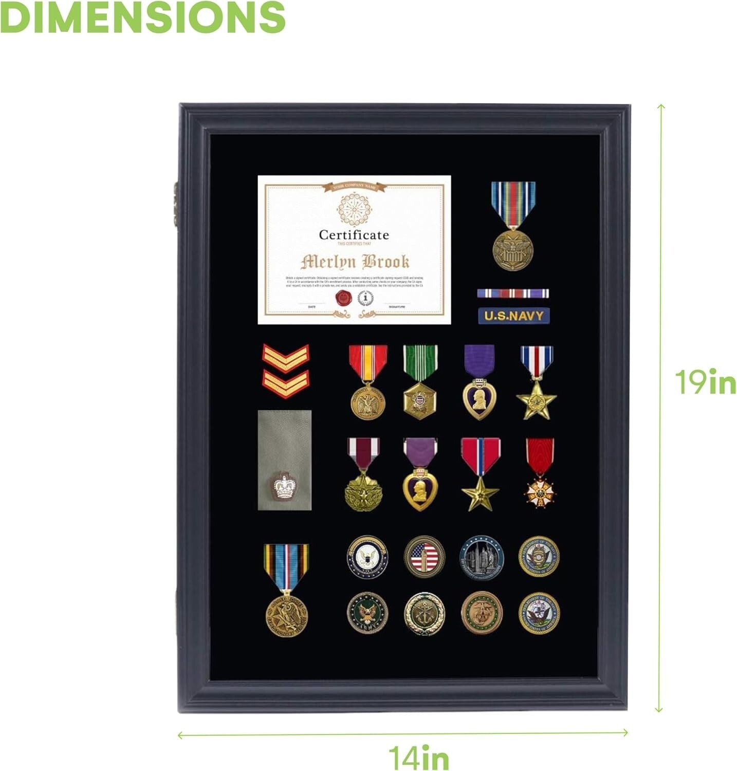 Elegant 19x14 Acrylic Pin Display Case with Lock for Military Medals & Badges