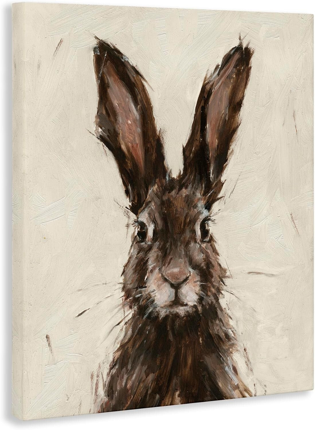 Elegant Brown European Rabbit Portrait Painting - Ready to Hang Canvas Art